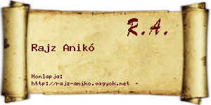 Rajz Anikó névjegykártya